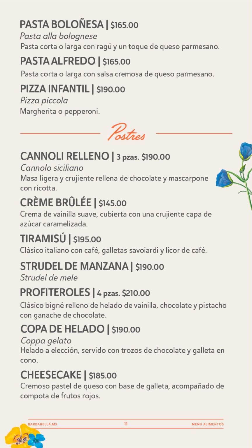 Menú - Barbarella