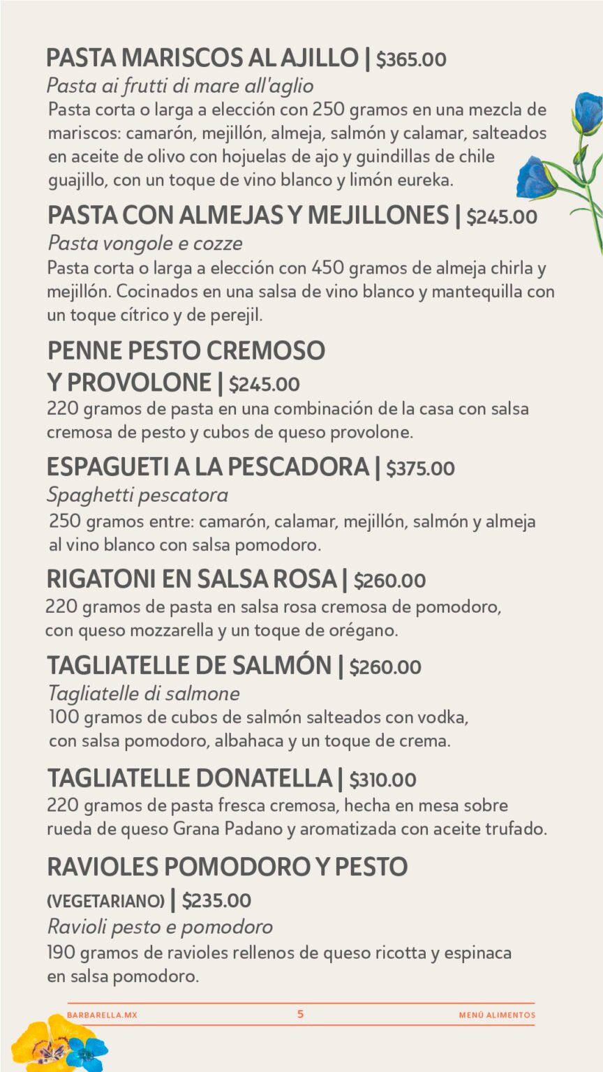 Menú - Barbarella